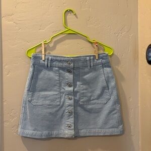 Light Blue American Eagle Corduroy Button-Front Skirt